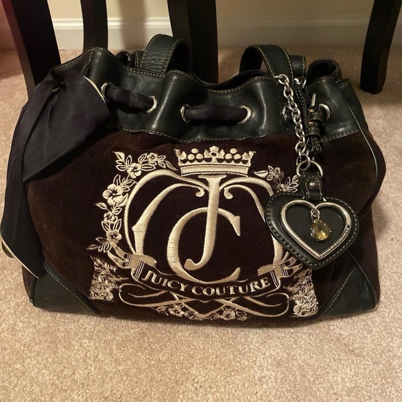 Juicy Couture Black and Brown Embroidered Shoulder Bag - Picture 1 of 7